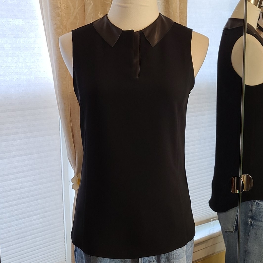 rag & bone sleeveless top w/ leather trim S